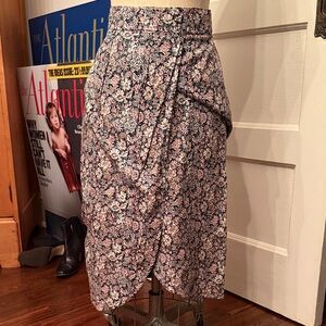 JCrew Liberty Print Floral Wrap Skirt - Black and Pink